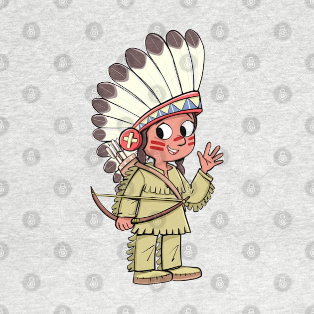 Indian chief with bow and plume on head by duxpavlic